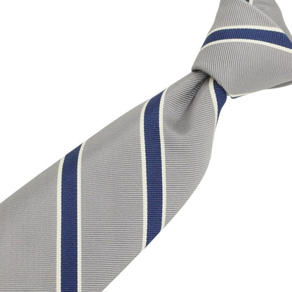 [New] Brewer Silk Cotton Striped Necktie Gray x Navy [Condition Rank N] [Men&