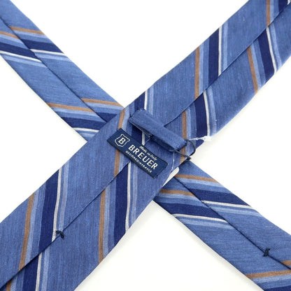 [New] Brewer Silk Linen Striped Necktie, Light Navy [Condition Rank N] [Men&