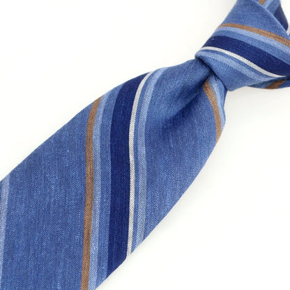 [New] Brewer Silk Linen Striped Necktie, Light Navy [Condition Rank N] [Men&