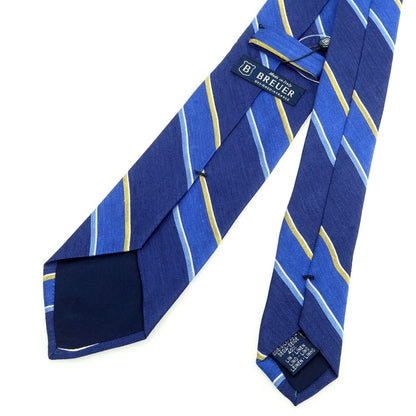 [New] Brewer Silk Linen Striped Necktie Navy x Blue [Condition Rank N] [Men&