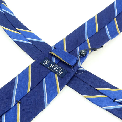 [New] Brewer Silk Linen Striped Necktie Navy x Blue [Condition Rank N] [Men&