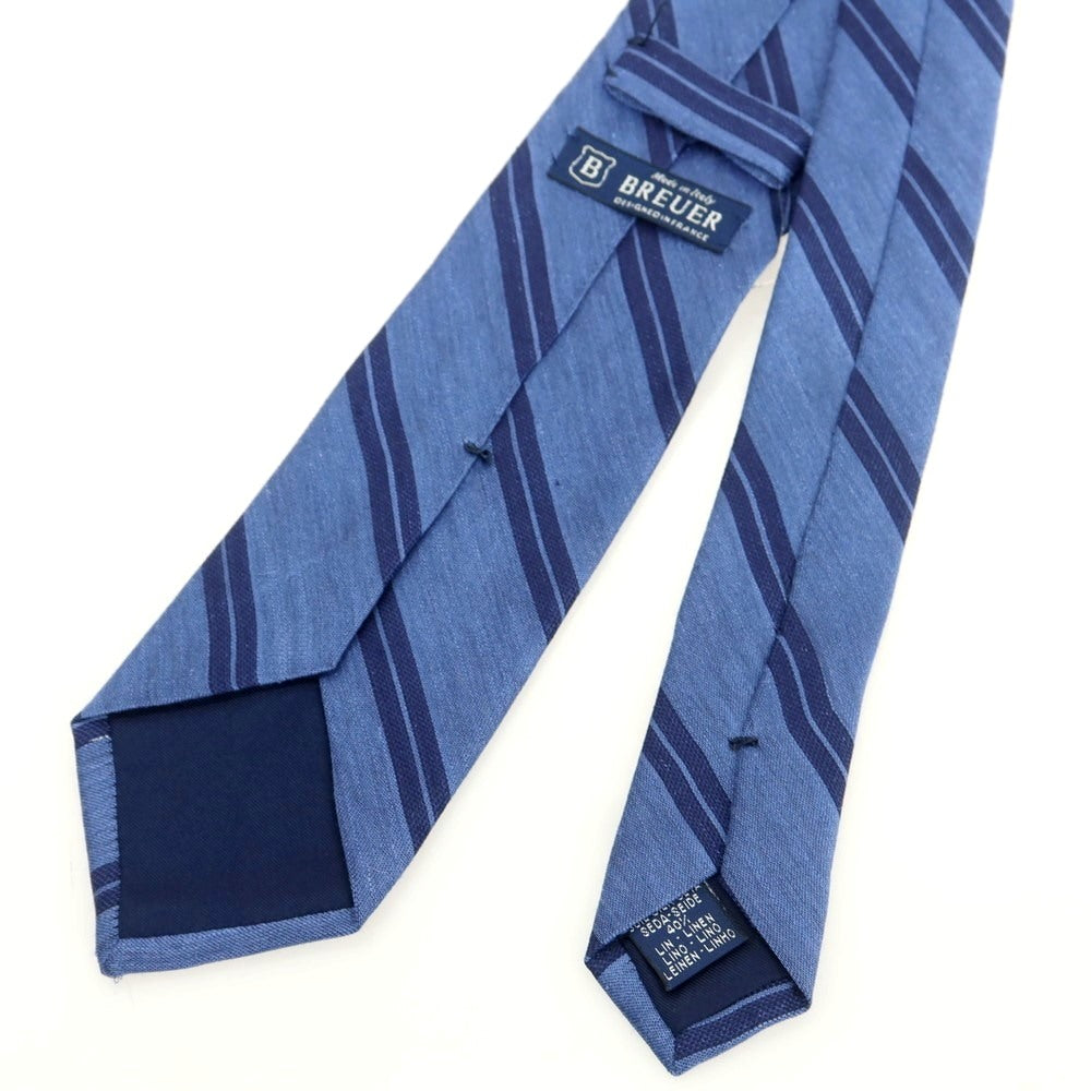 [New Outlet] Brewer Silk Linen Striped Necktie Light Navy [Condition Rank N-] [Men&