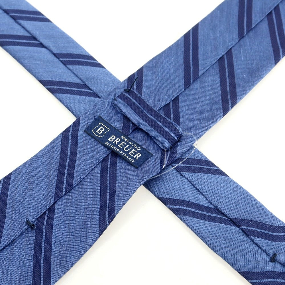 [New Outlet] Brewer Silk Linen Striped Necktie Light Navy [Condition Rank N-] [Men&
