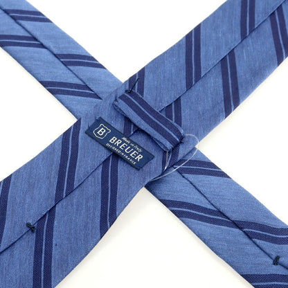 [New Outlet] Brewer Silk Linen Striped Necktie Light Navy [Condition Rank N-] [Men&