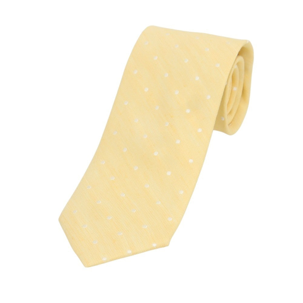 【新品】ブリューワー BREUER シルクリネン ドット柄ネクタイ ライトオレンジ系【 状態ランクN 】【 メンズ 】