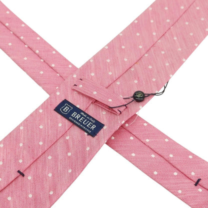 [New] Brewer Silk Linen Polka Dot Tie Pink x White [Condition Rank N] [Men&