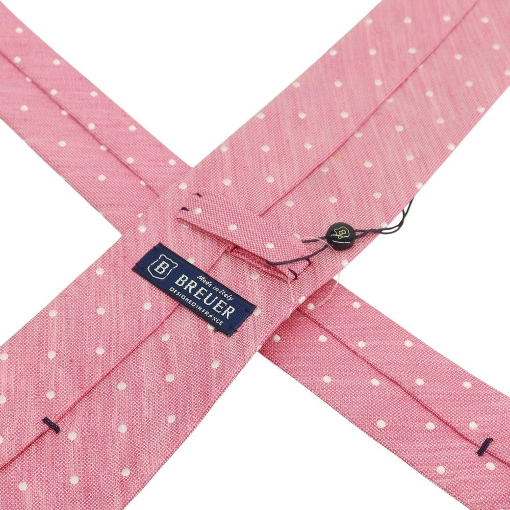 [New] Brewer Silk Linen Polka Dot Tie Pink x White [Condition Rank N] [Men&