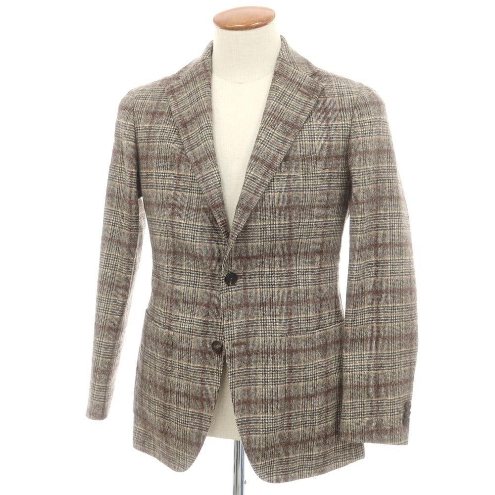 【中古】タリアトーレ TAGLIATORE ウール チェック テーラードジャケット ベージュ系【 46 】【 状態ランクA 】【 メンズ 】