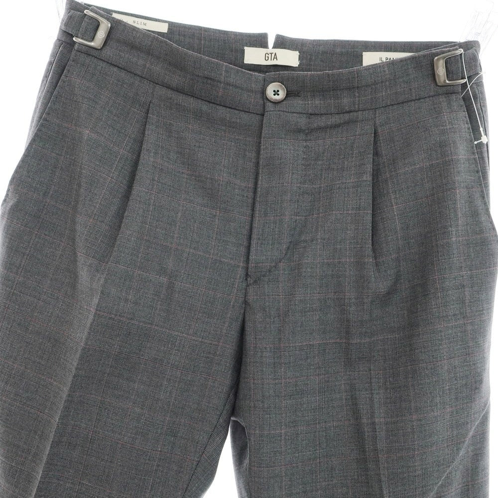 【中古】ジーティーアー G.T.A ウール チェック ドレススラックスパンツ グレーxピンク【 46 】【 状態ランクB 】【 メンズ 】