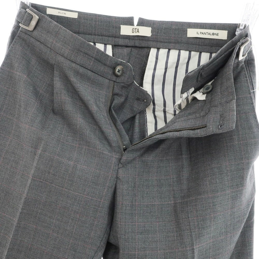 [Used] GTA wool check dress slacks pants, gray x pink [46] [Condition rank B] [Men&