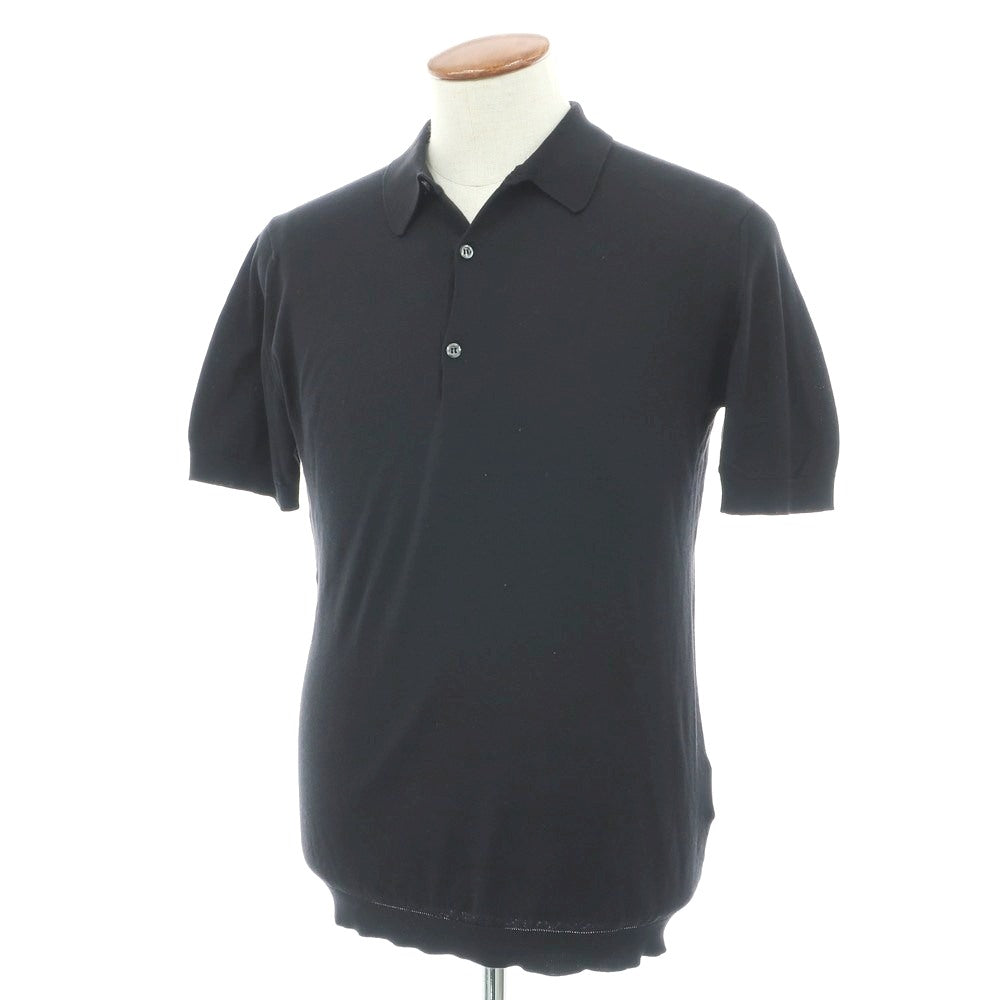[Used] John Smedley JOHN SMEDLEY High gauge cotton short sleeve polo knit black [M] [Condition rank B] [Men&