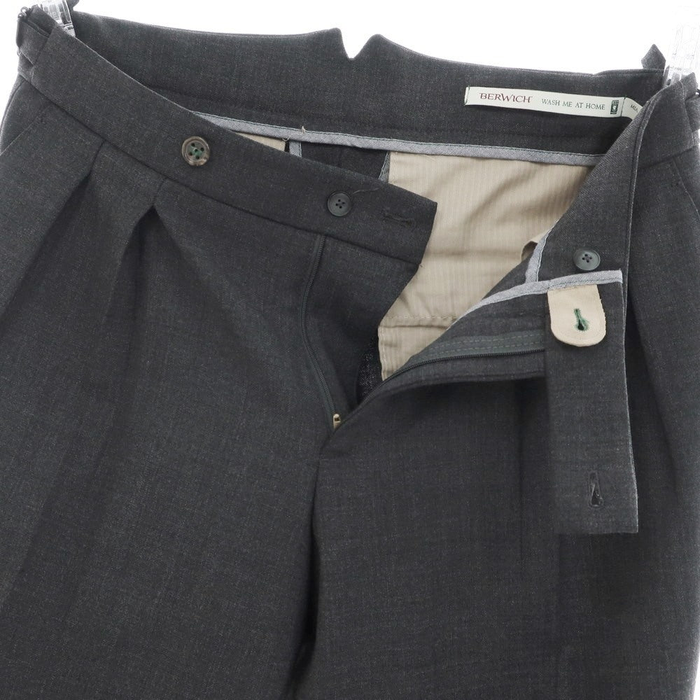 [Used] BERWICH Stretch Polyester Wool Dress Slacks Pants Dark Gray [46] [Condition Rank C] [Men&