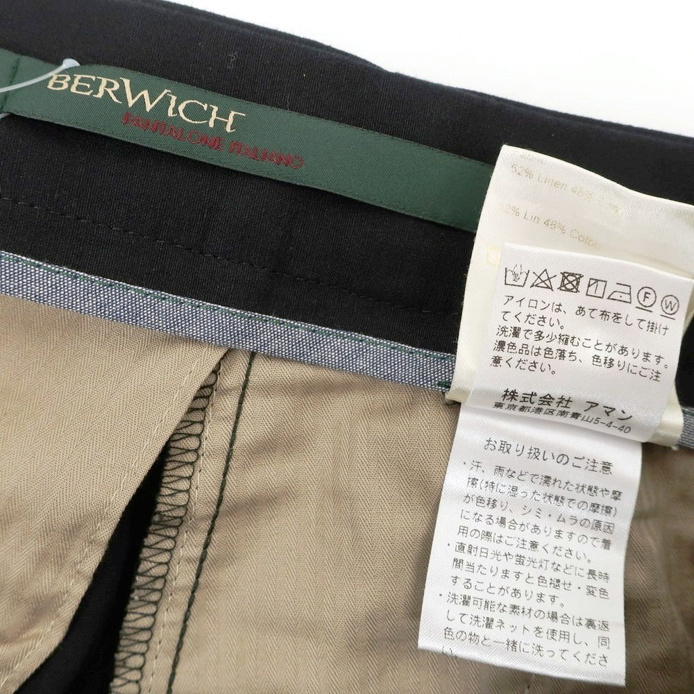 [Used] BERWICH Linen Cotton Casual Slacks Pants Black [44] [Condition Rank B] [Men&