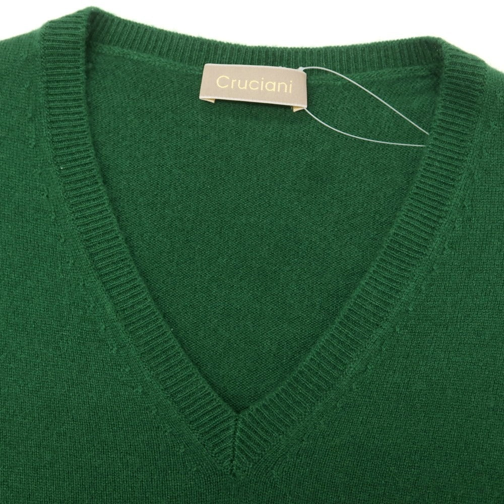 【中古】クルチアーニ CRUCIANI カシミヤ Vネック プルオーバーニット グリーン【サイズ50】【 状態ランクB 】【 メンズ 】[DPD]