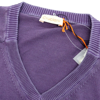 [Used] [Unused] CRUCIANI High Gauge Cotton V-neck Pullover Knit Purple [48] [Condition Rank S] [Men&
