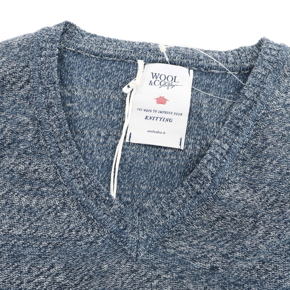 [Used] Wool &amp;amp; Co. High Gauge Cotton V-neck Pullover Knit Navy [L] [Condition Rank A] [Men&