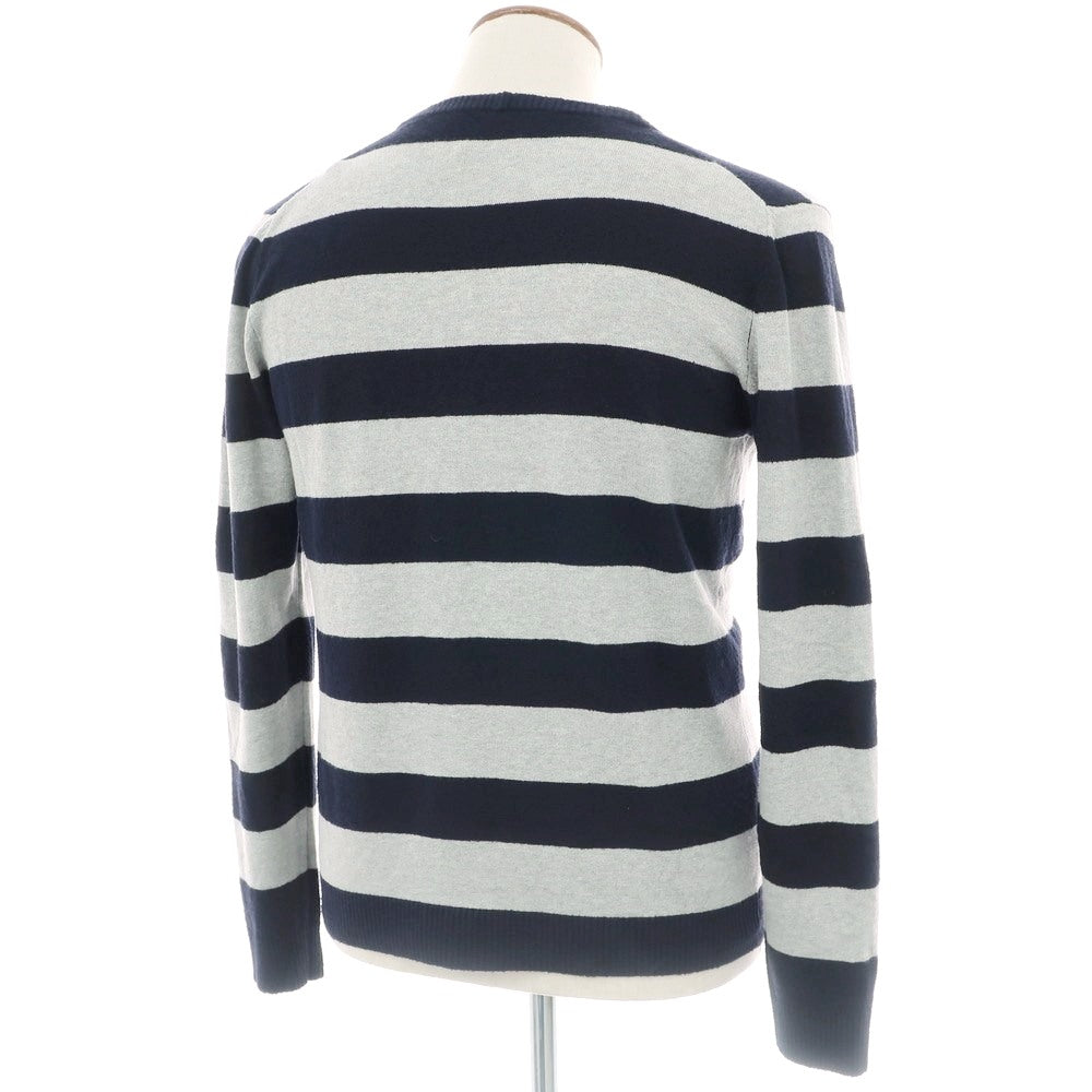 [Used] Buffy High Gauge Cotton Nylon Border Knit Cardigan Navy x Gray [48] [Condition Rank B] [Men&