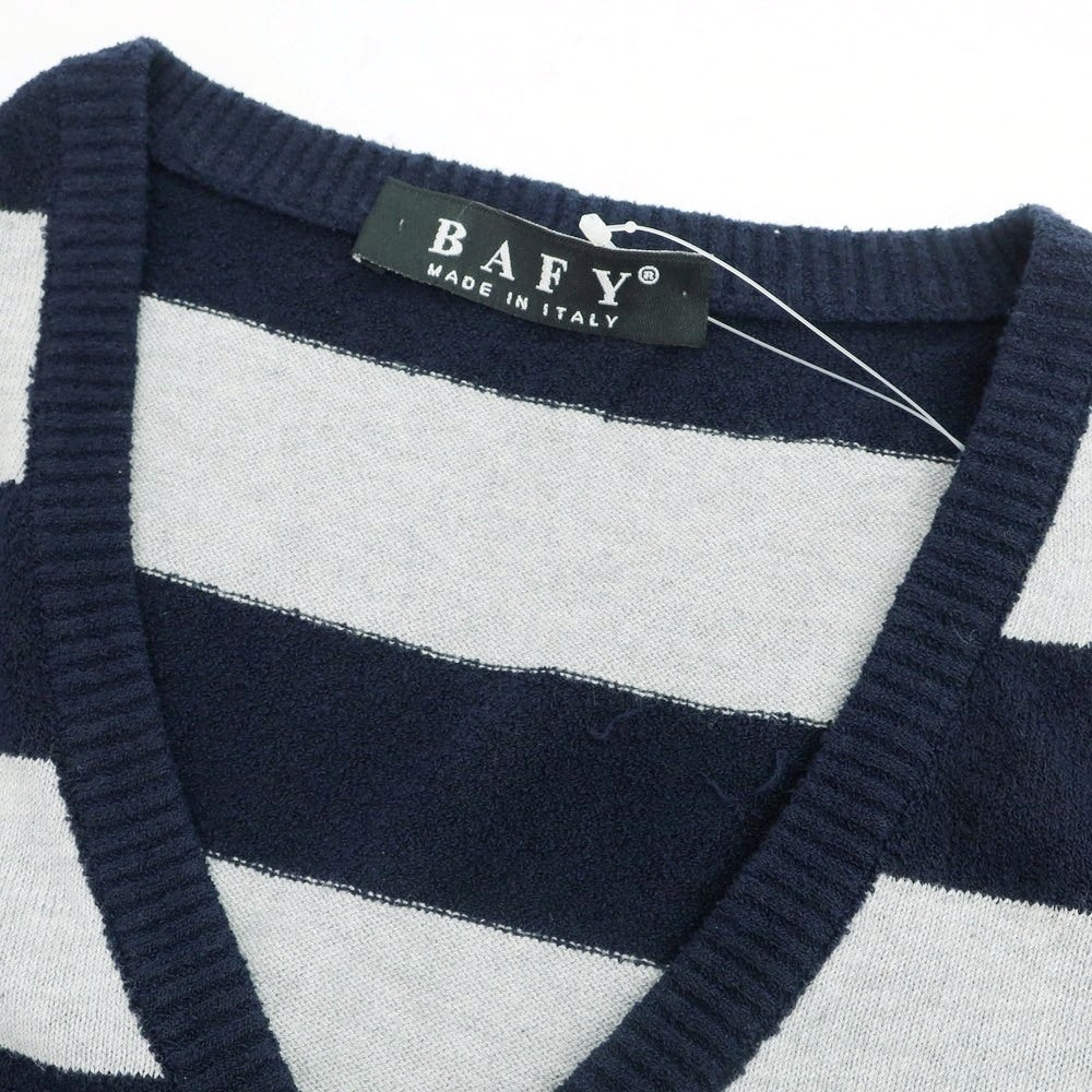 【中古】バフィー BAFY ハイゲージ コットンナイロン ボーダー ニット カーディガン ネイビーxグレー【サイズ48】【 状態ランクB 】【 メンズ 】[EPD]