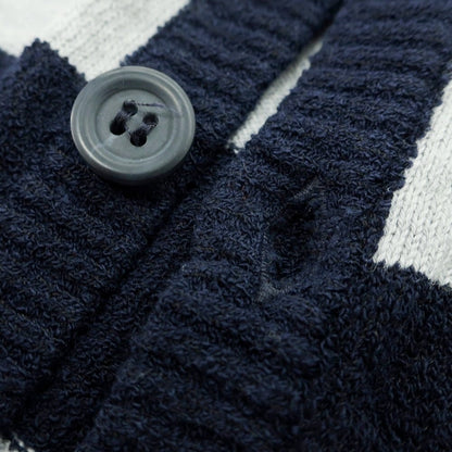 [Used] Buffy High Gauge Cotton Nylon Border Knit Cardigan Navy x Gray [48] [Condition Rank B] [Men&