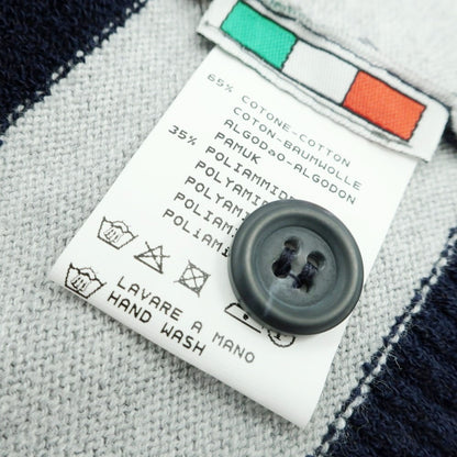 [Used] Buffy High Gauge Cotton Nylon Border Knit Cardigan Navy x Gray [48] [Condition Rank B] [Men&