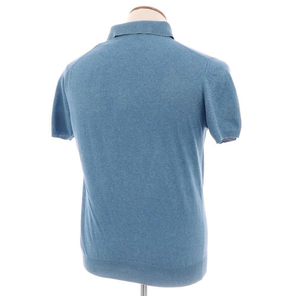 [Used] Luigi Borrelli High gauge cotton short sleeve polo knit blue [48] [Condition rank C] [Men&