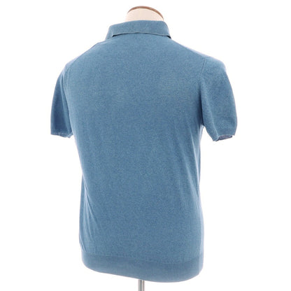 [Used] Luigi Borrelli High gauge cotton short sleeve polo knit blue [48] [Condition rank C] [Men&