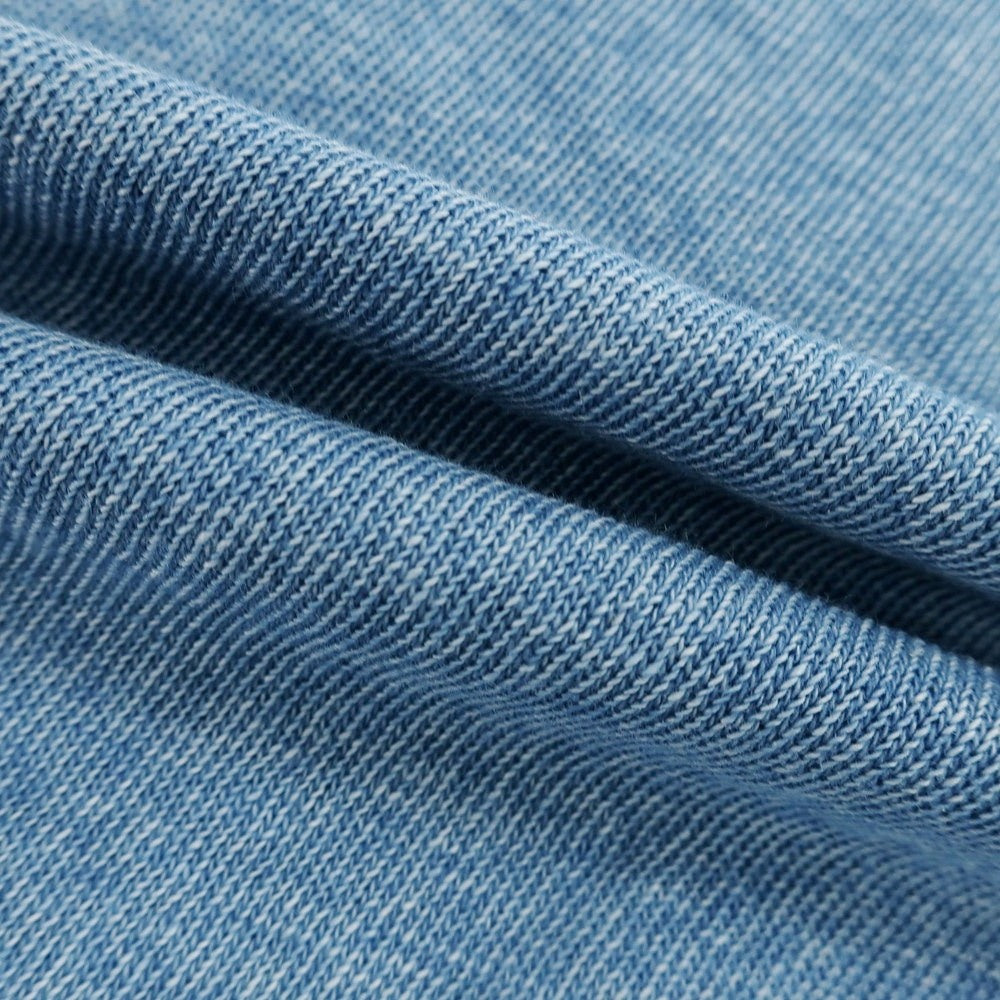 [Used] Luigi Borrelli High gauge cotton short sleeve polo knit blue [48] [Condition rank C] [Men&