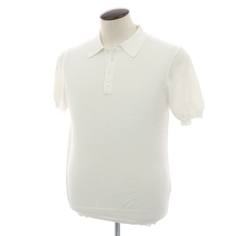 [Used] Morgano high gauge cotton nylon short sleeve polo knit white [52] [Condition rank A] [Men&