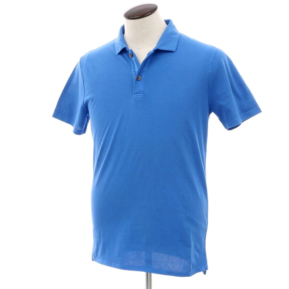 [Used] V-neck stretch cotton pique short-sleeve polo shirt, blue [L] [Condition: B] [Men&