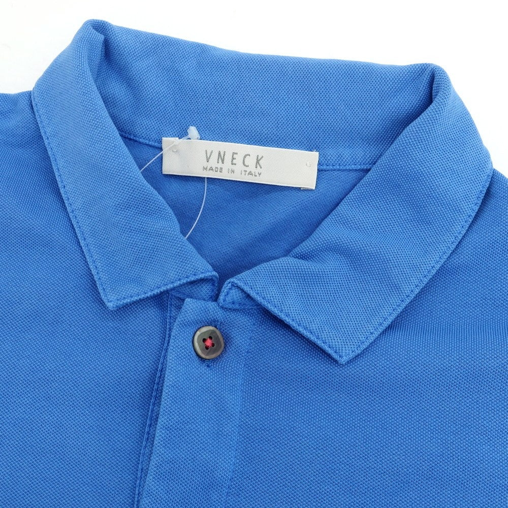 [Used] V-neck stretch cotton pique short-sleeve polo shirt, blue [L] [Condition: B] [Men&