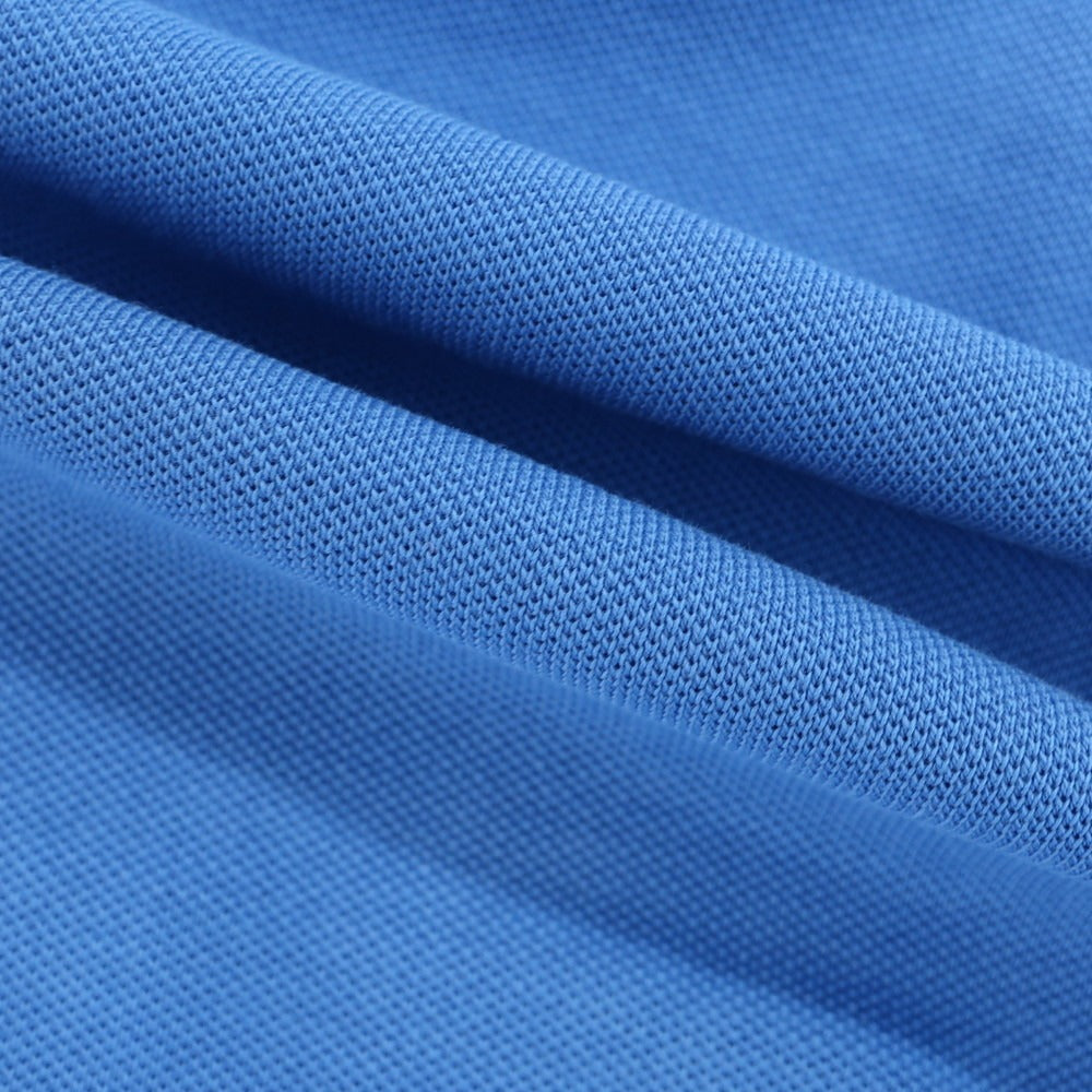 [Used] V-neck stretch cotton pique short-sleeve polo shirt, blue [L] [Condition: B] [Men&