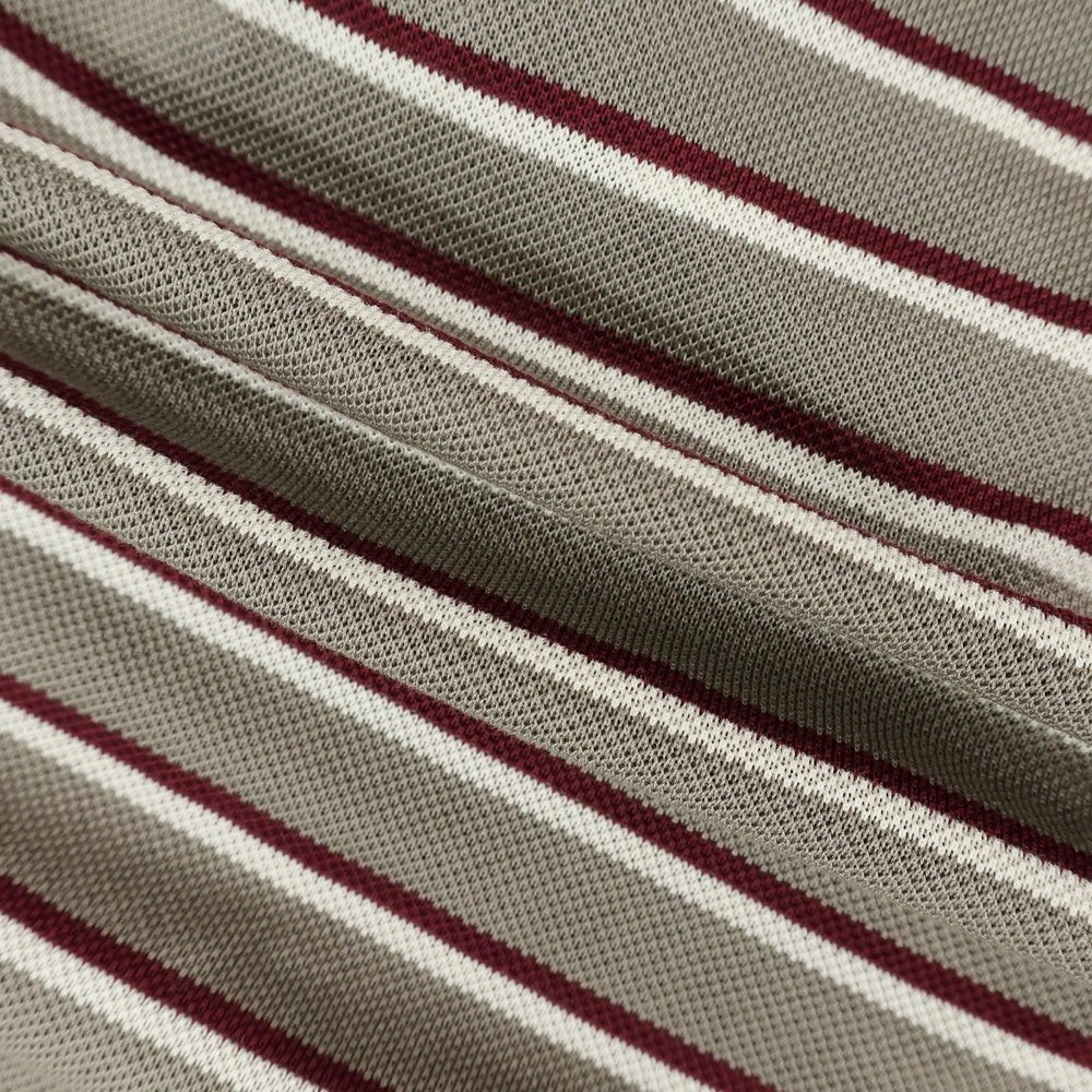 [Used] DANOLIS Cotton Striped Long Sleeve Polo Shirt Warm Gray x Bordeaux [M] [Condition Rank B] [Men&