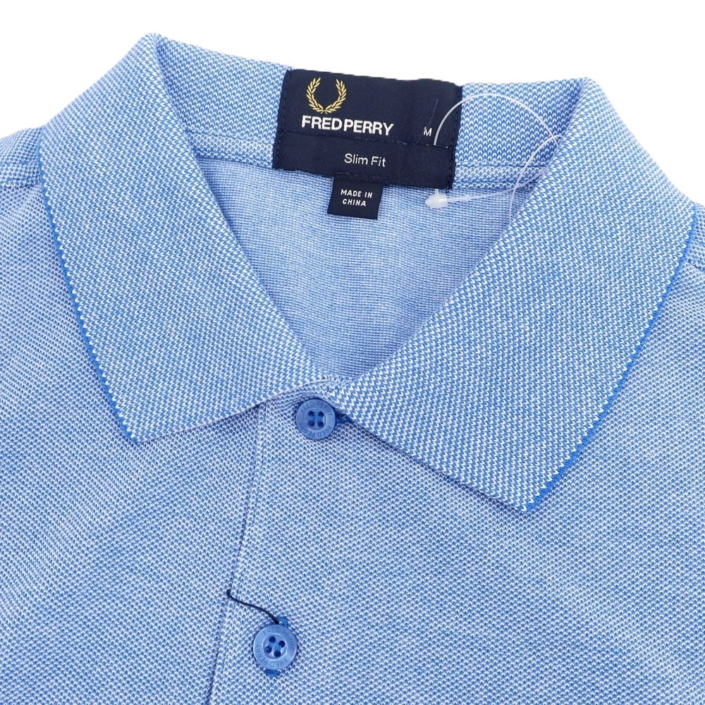 【中古】【未使用】フレッドペリー FRED PERRY コットン 鹿の子 半袖ポロシャツ ブルー【 M 】【 状態ランクS 】【 メンズ 】