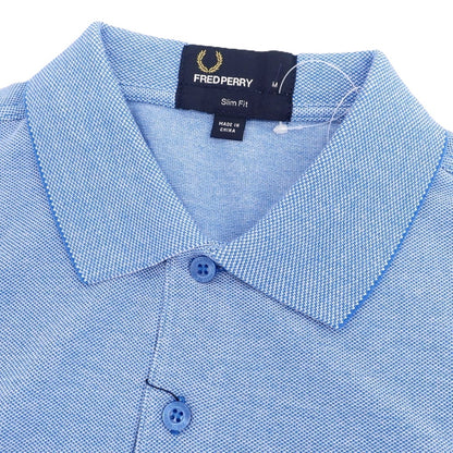 【中古】【未使用】フレッドペリー FRED PERRY コットン 鹿の子 半袖ポロシャツ ブルー【 M 】【 状態ランクS 】【 メンズ 】
