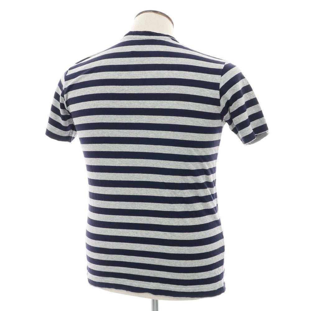 [Used] GUY ROVER Cotton Border Henley Neck Short Sleeve T-Shirt Gray x Navy [L] [Condition Rank B] [Men&