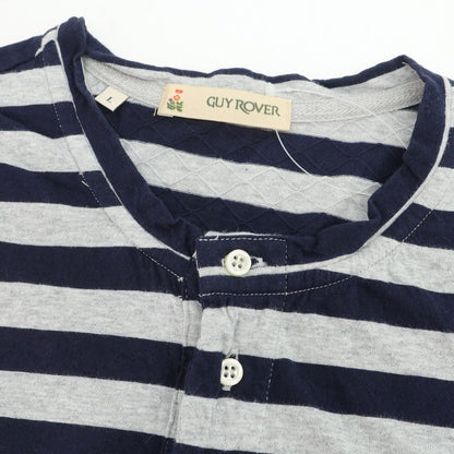 [Used] GUY ROVER Cotton Border Henley Neck Short Sleeve T-Shirt Gray x Navy [L] [Condition Rank B] [Men&