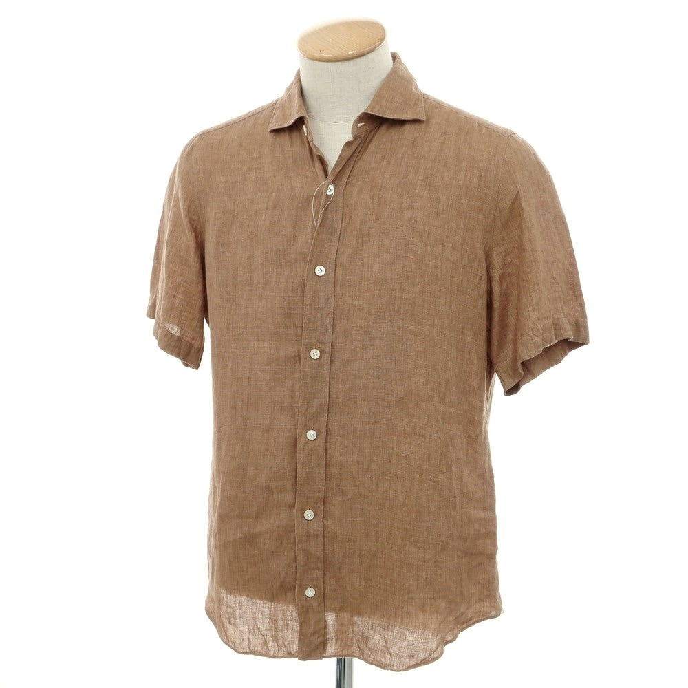 [Used] Finamore Linen Wide Collar Short Sleeve Shirt Brown [39] [Condition Rank C] [Men&