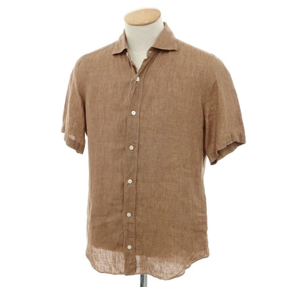 [Used] Finamore Linen Wide Collar Short Sleeve Shirt Brown [39] [Condition Rank C] [Men&
