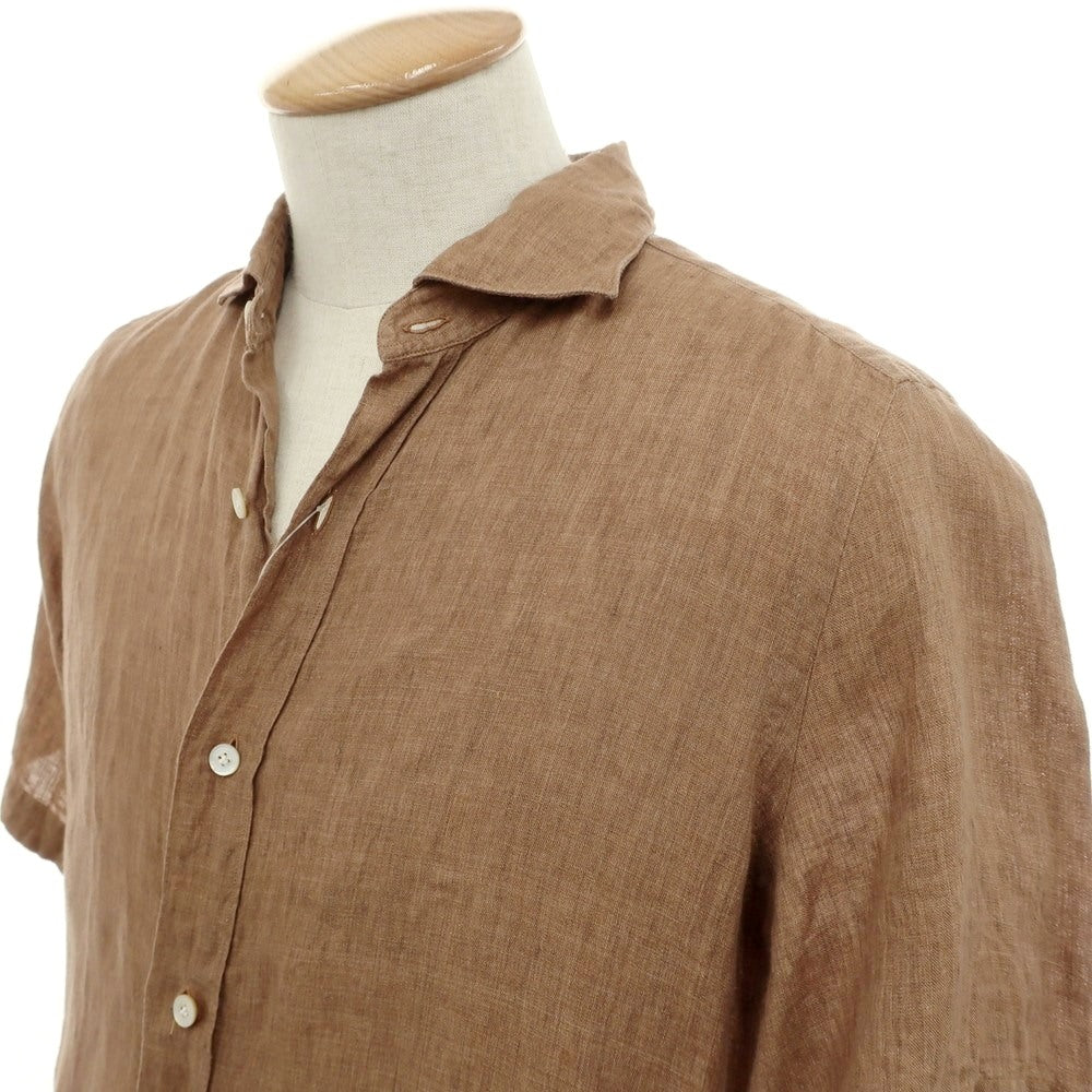 [Used] Finamore Linen Wide Collar Short Sleeve Shirt Brown [39] [Condition Rank C] [Men&