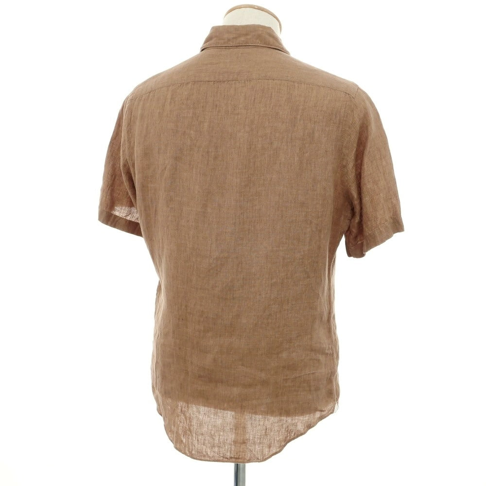 [Used] Finamore Linen Wide Collar Short Sleeve Shirt Brown [39] [Condition Rank C] [Men&