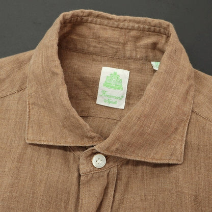 [Used] Finamore Linen Wide Collar Short Sleeve Shirt Brown [39] [Condition Rank C] [Men&