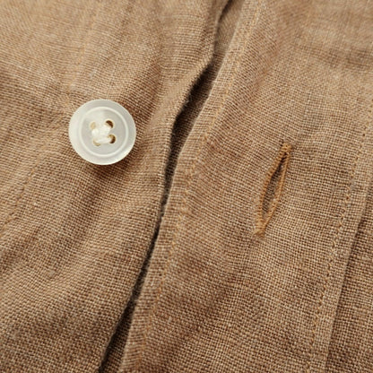 [Used] Finamore Linen Wide Collar Short Sleeve Shirt Brown [39] [Condition Rank C] [Men&