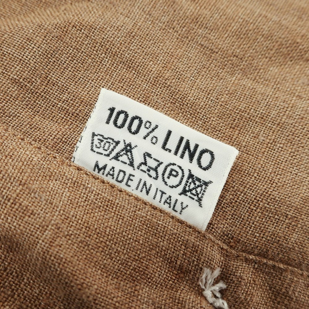 [Used] Finamore Linen Wide Collar Short Sleeve Shirt Brown [39] [Condition Rank C] [Men&