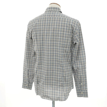 [Used] [Unused] CIT LUXURY Cotton Check Wide Collar Casual Shirt White x Navy [40] [Condition Rank S] [Men&