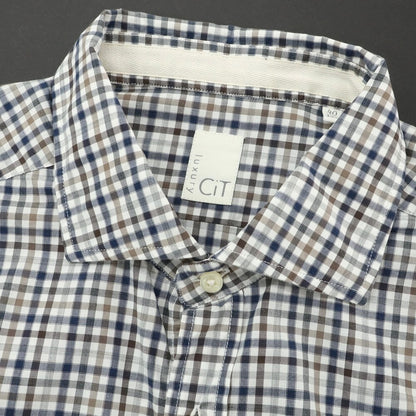 [Used] [Unused] CIT LUXURY Cotton Check Wide Collar Casual Shirt White x Navy [40] [Condition Rank S] [Men&