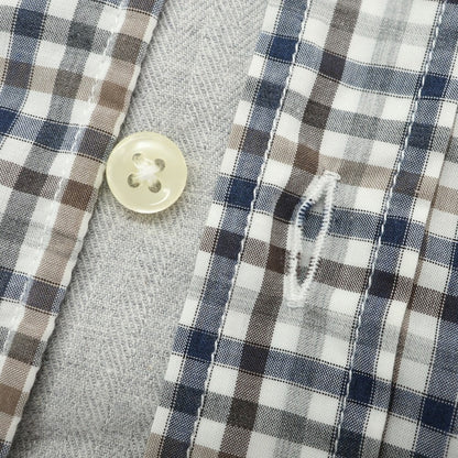[Used] [Unused] CIT LUXURY Cotton Check Wide Collar Casual Shirt White x Navy [40] [Condition Rank S] [Men&