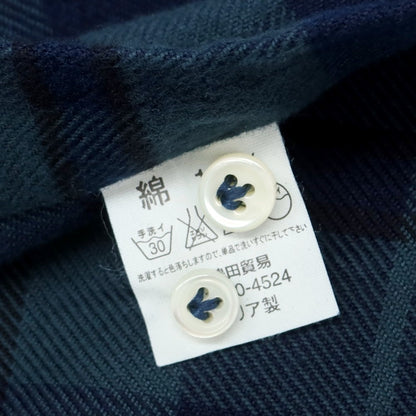 【中古】サンフォート Sanfort コットン チェック ホリゾンタルカラー カジュアルシャツ ダルブルー系xネイビー【 39 】【 状態ランクA 】【 メンズ 】