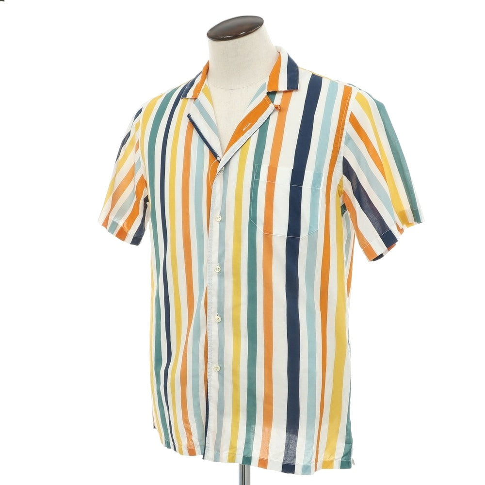 [Used] GMF965 MGF965 Cotton Multi-Stripe Open Collar Short Sleeve Shirt White x Multi-Color [41] [Condition Rank B] [Men&