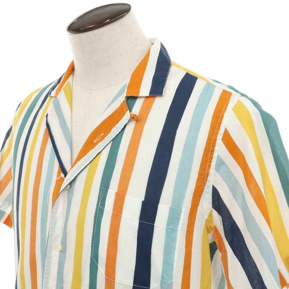 [Used] GMF965 MGF965 Cotton Multi-Stripe Open Collar Short Sleeve Shirt White x Multi-Color [41] [Condition Rank B] [Men&