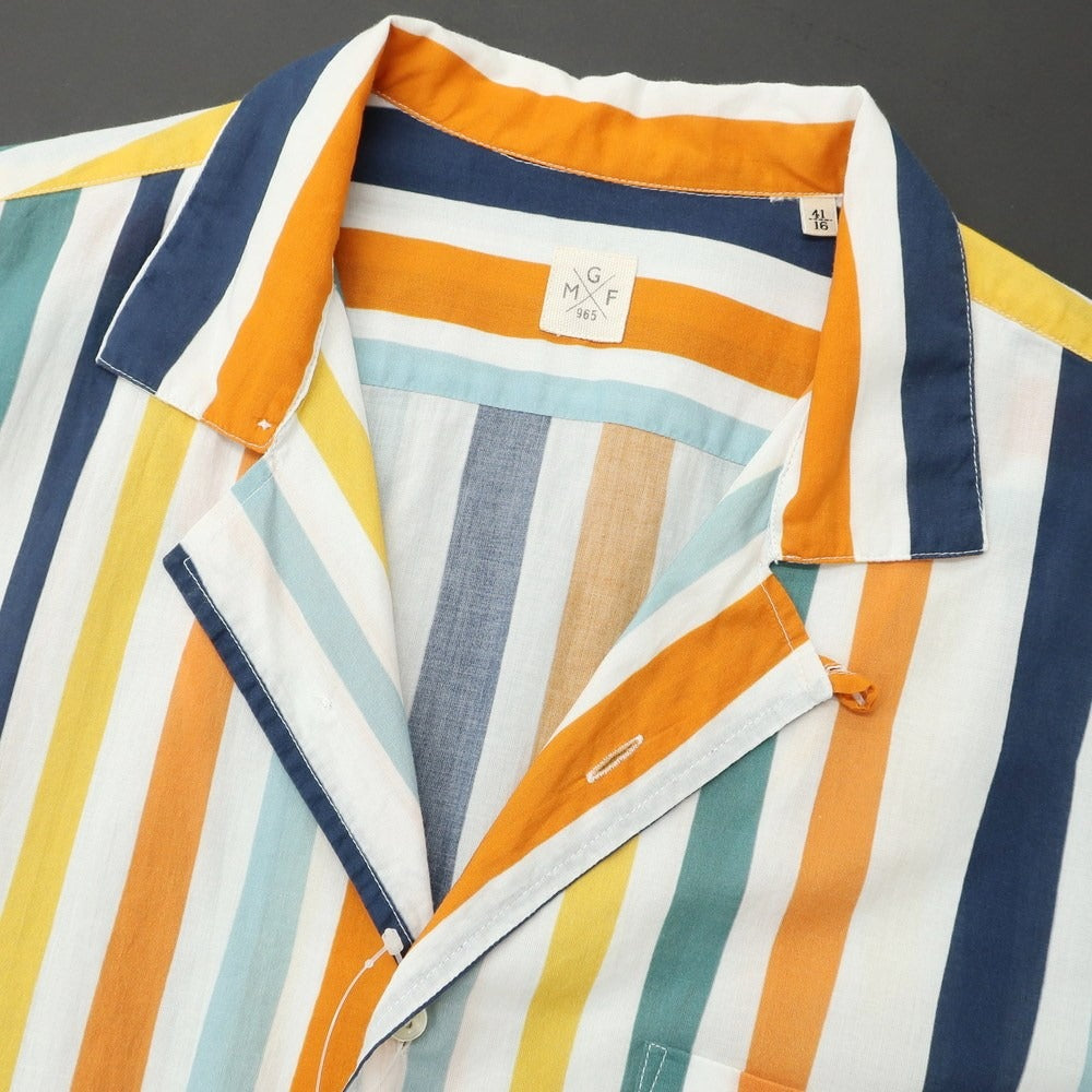 [Used] GMF965 MGF965 Cotton Multi-Stripe Open Collar Short Sleeve Shirt White x Multi-Color [41] [Condition Rank B] [Men&